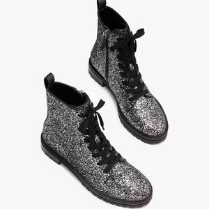 Kate Spade Women’s Jemma black silver glitter boots size 10 like new make offer